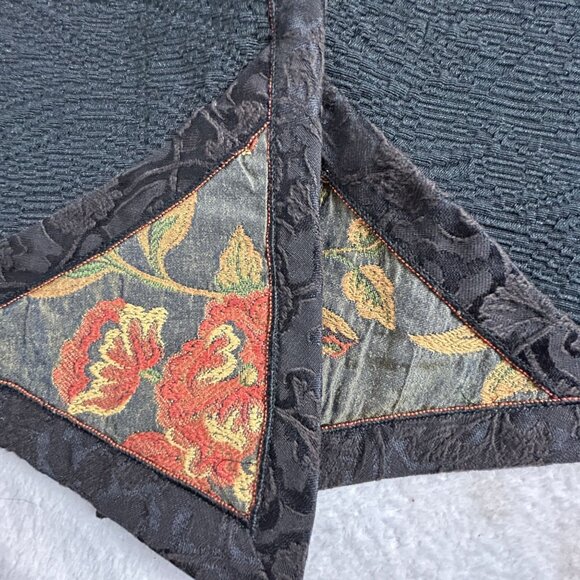 XIAO Womens Textured Black Patchwork Floral Jacket Small Toggle Button Art Wear - Picture 7 of 15